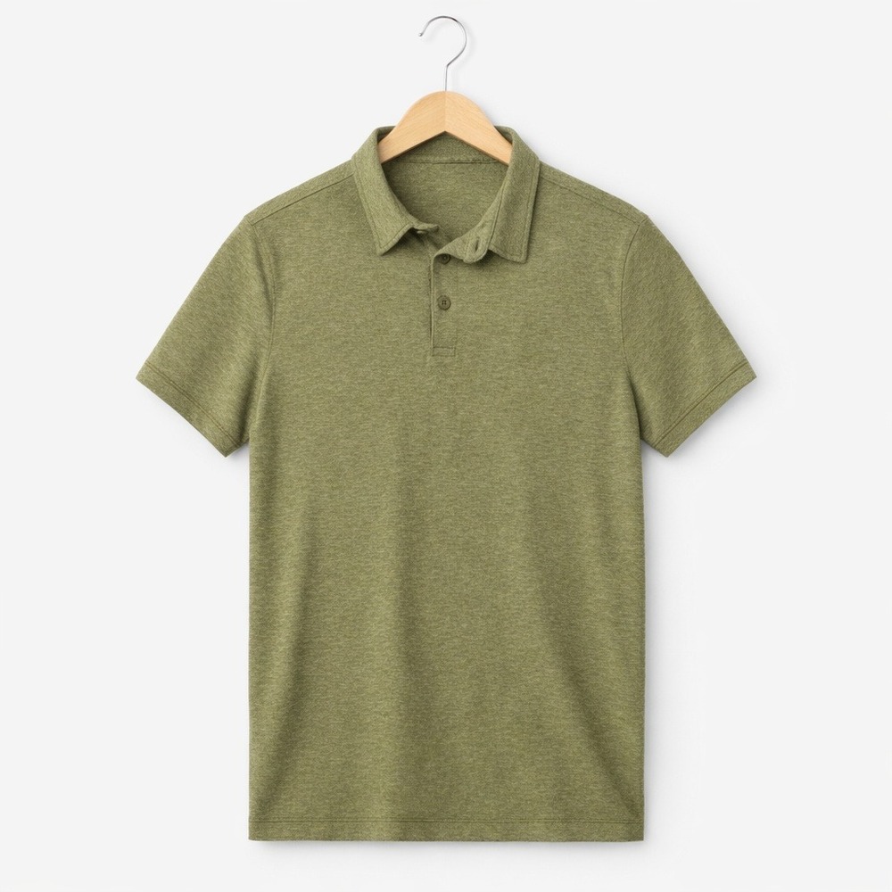 Lululemon Mens Evolution Polo‎ Short Sleeve Heathered Olive Green Size S